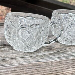Pair of Antique Ripley Ohio Flint Jefferson Punch Glasses!